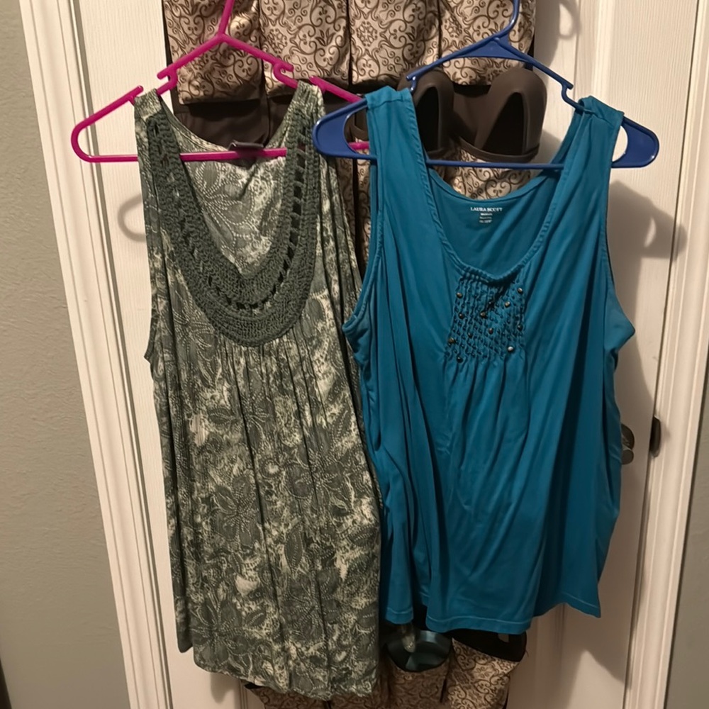 Teal Sleeveless and Green sleeveless top